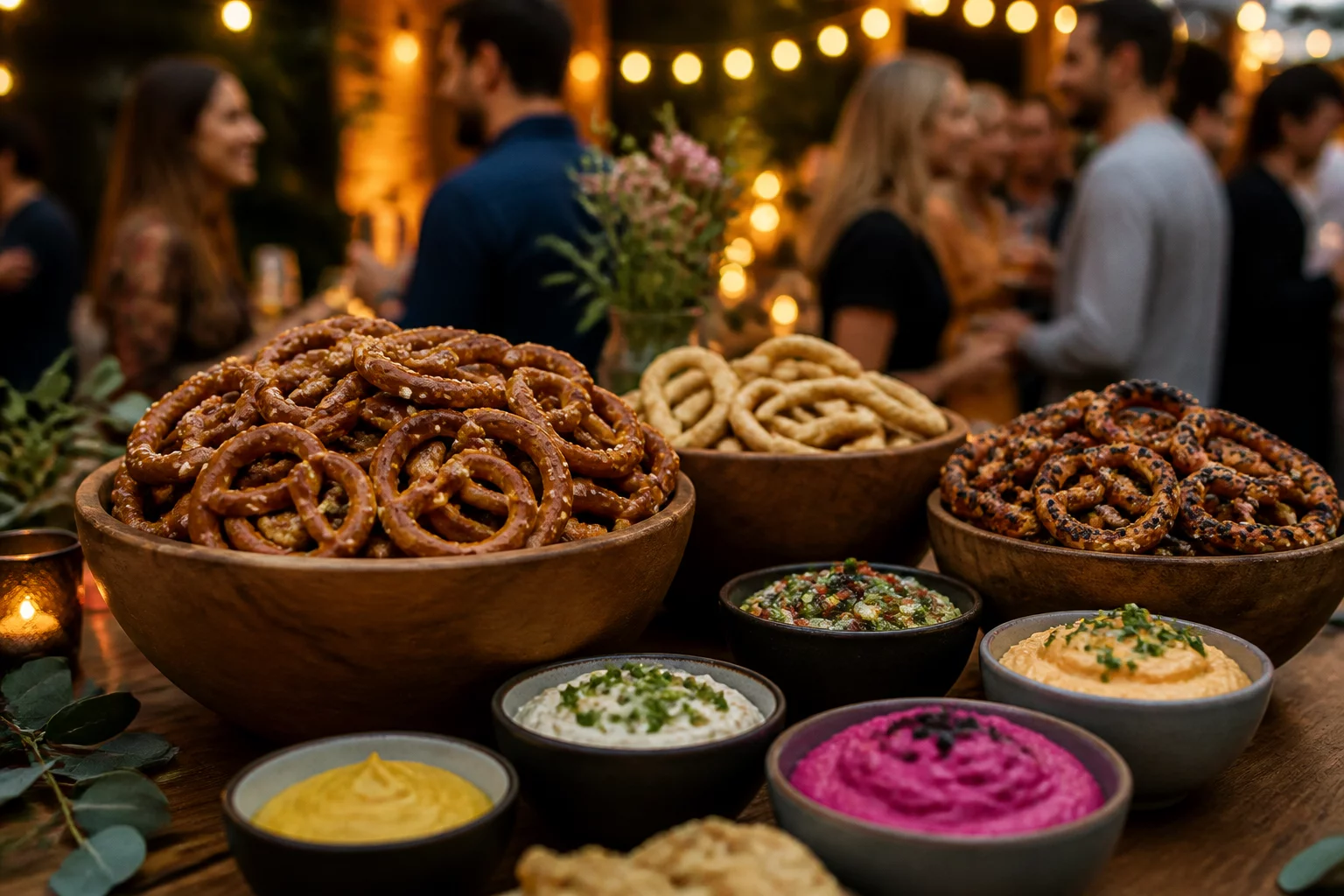 Pretzel party grazing table spread